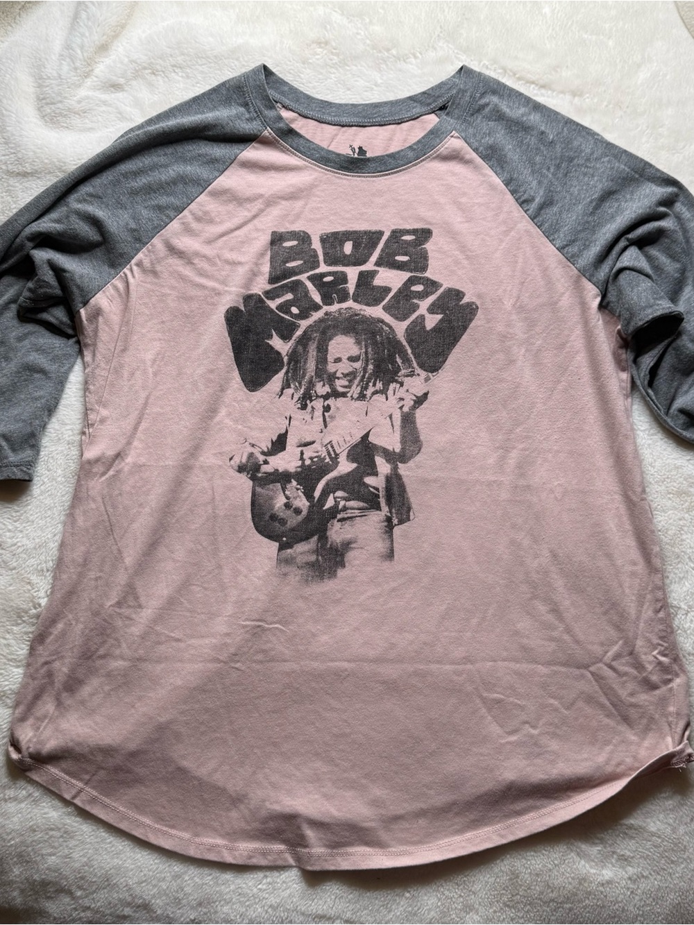 Bob Marley Zion Rootswear Pink Gray Raglan Graphic Tee 2x